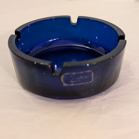 Vintage Cobalt Blue Glass Ashtray - Pasabahce Turkey - 4 Slots - 4.25 inches - Picture 1 of 8